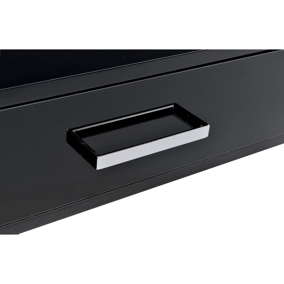Writing Desk with MDF 2 Drawers and Metal Legs, Black and Chrome