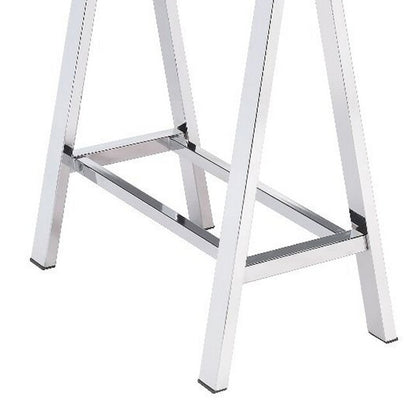 Writing Desk with MDF 2 Drawers and Metal Legs, White and Chrome