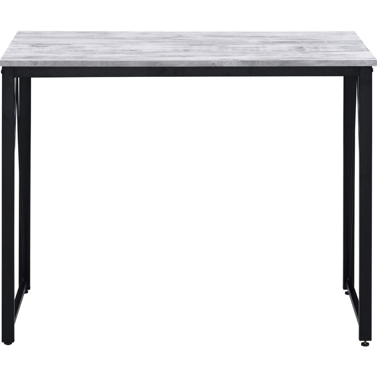 Writing Desk with V Shaped Accent and Distressed Look, White