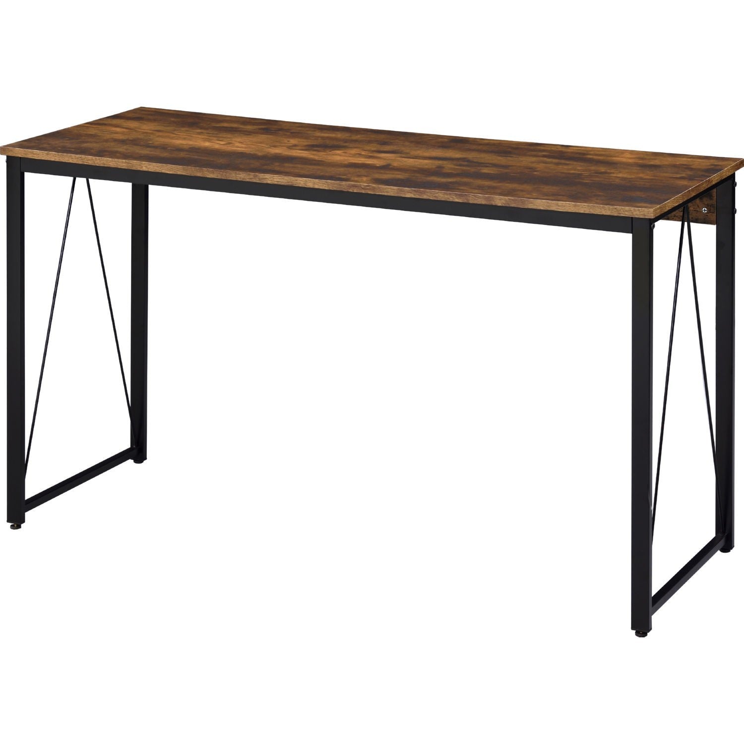 Writing Desk with V Shaped Metal Accent, Rustic Brown — Chic Home-Decor