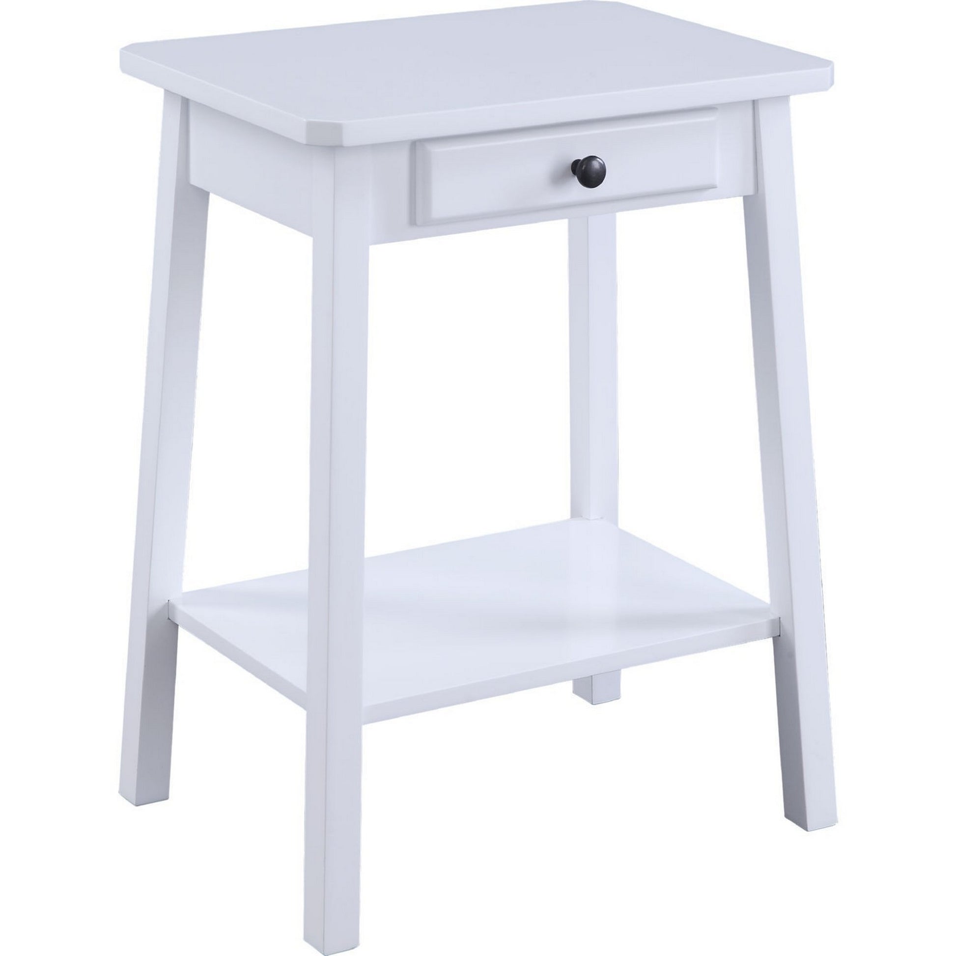 MDF Accent Table with 1 Drawer and Open Shelf, White — Chic Home-Decor