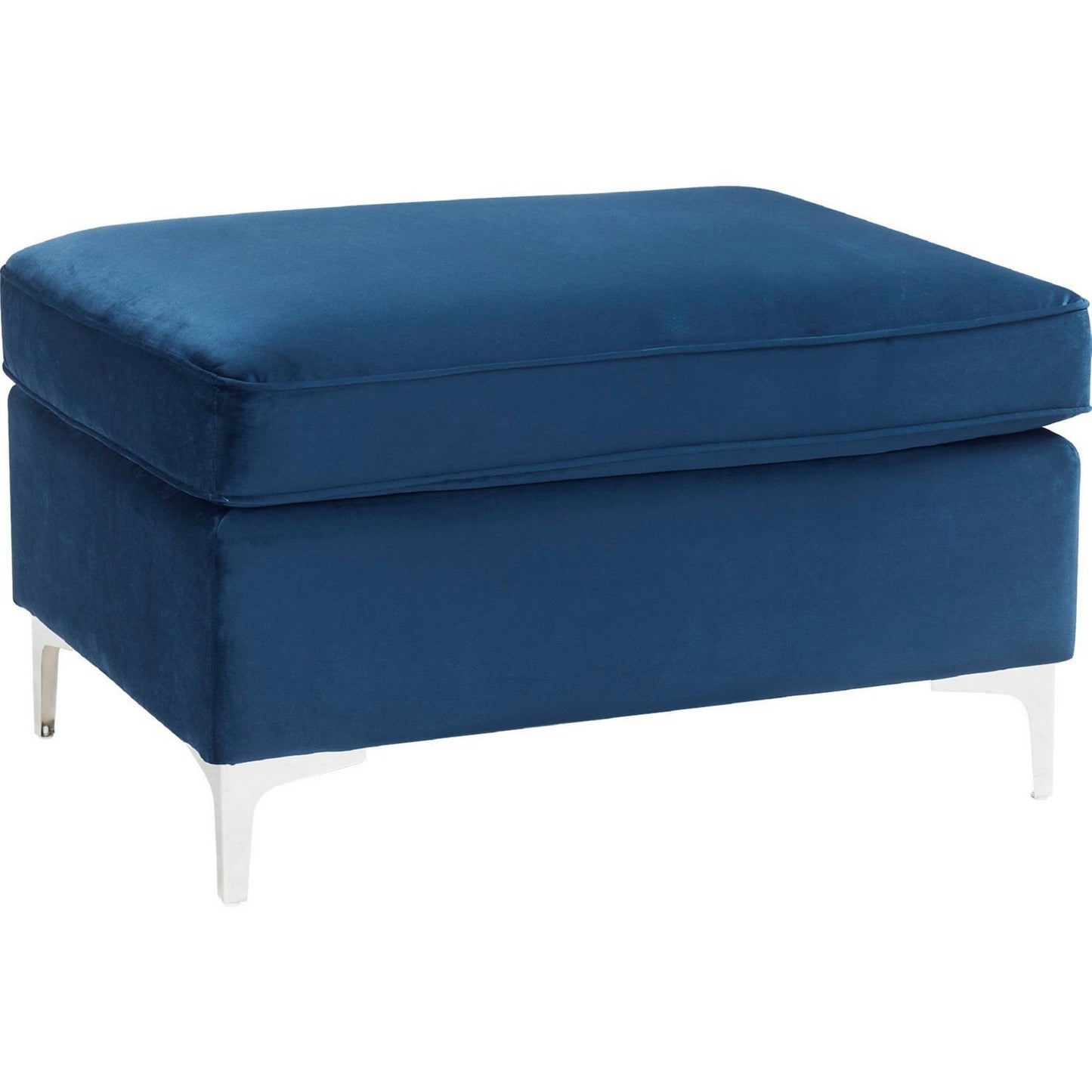 Ottoman with Removable Cushion Seat and Sleek Legs, Blue — Chic Home-Decor