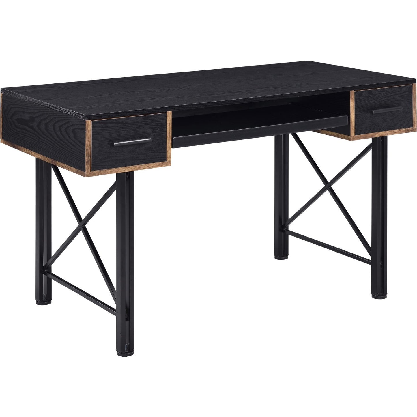 Computer Desk with 2 Drawers and Keyboard Tray, Black — Chic Home-Decor