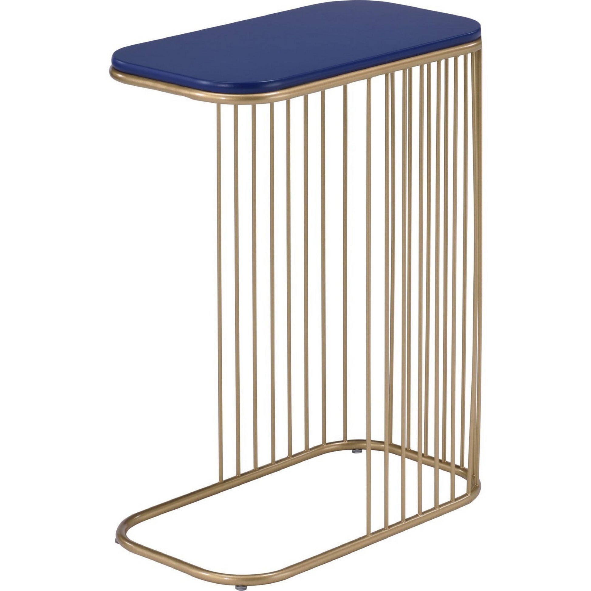 Open Framed Unique Accent Table, Blue and Gold — Chic Home-Decor