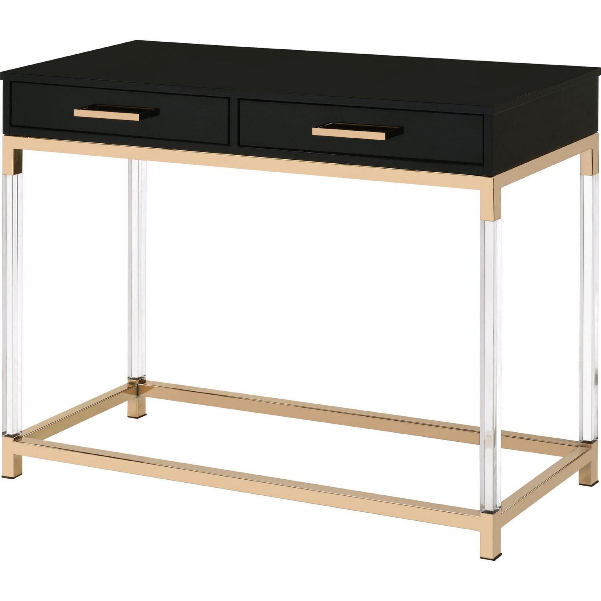 Metal Base Framed Console Table, Black and Gold — Chic Home-Decor