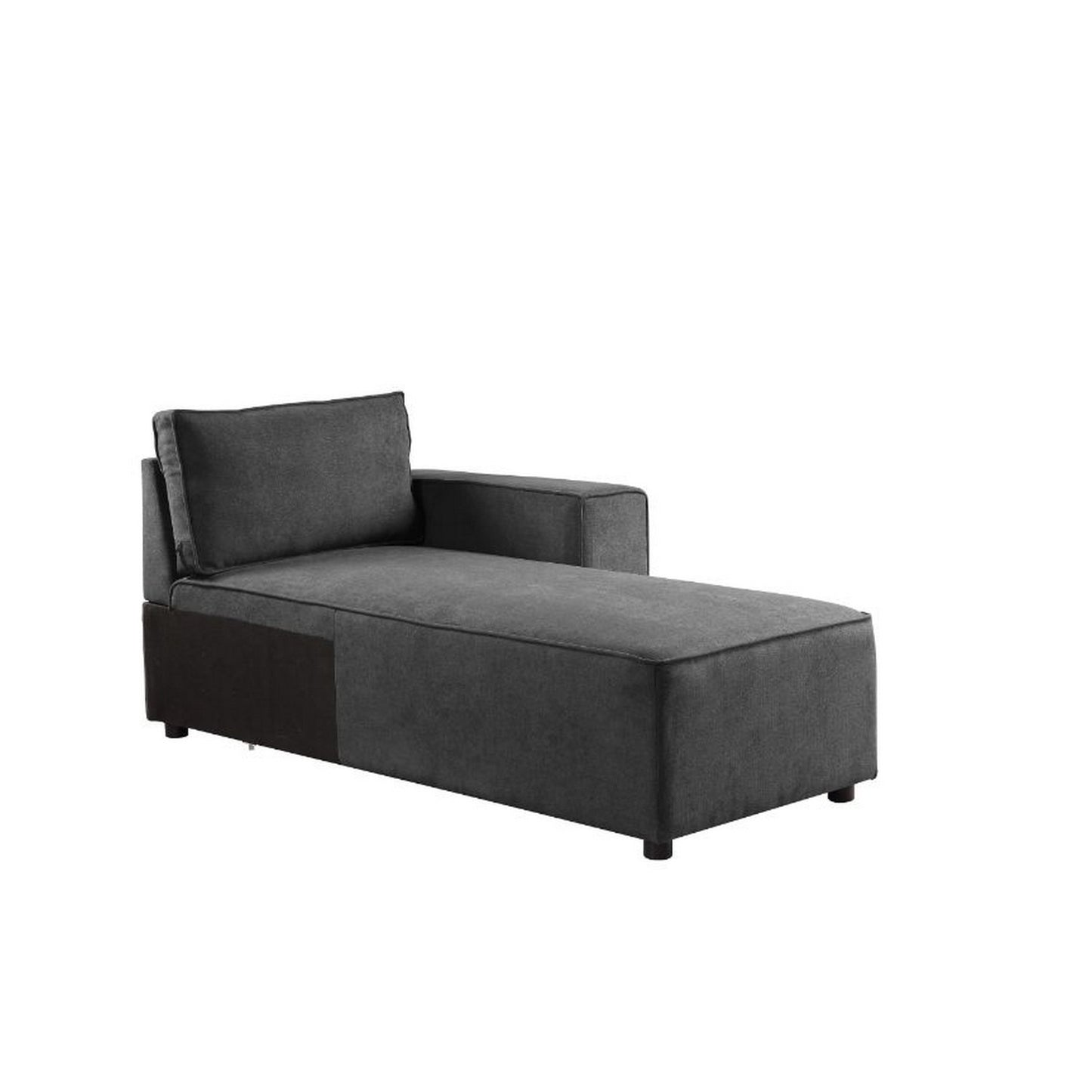 Modular Chaise with Piped Stitch and Loose Pillow Back, Gray — Chic Home-Decor