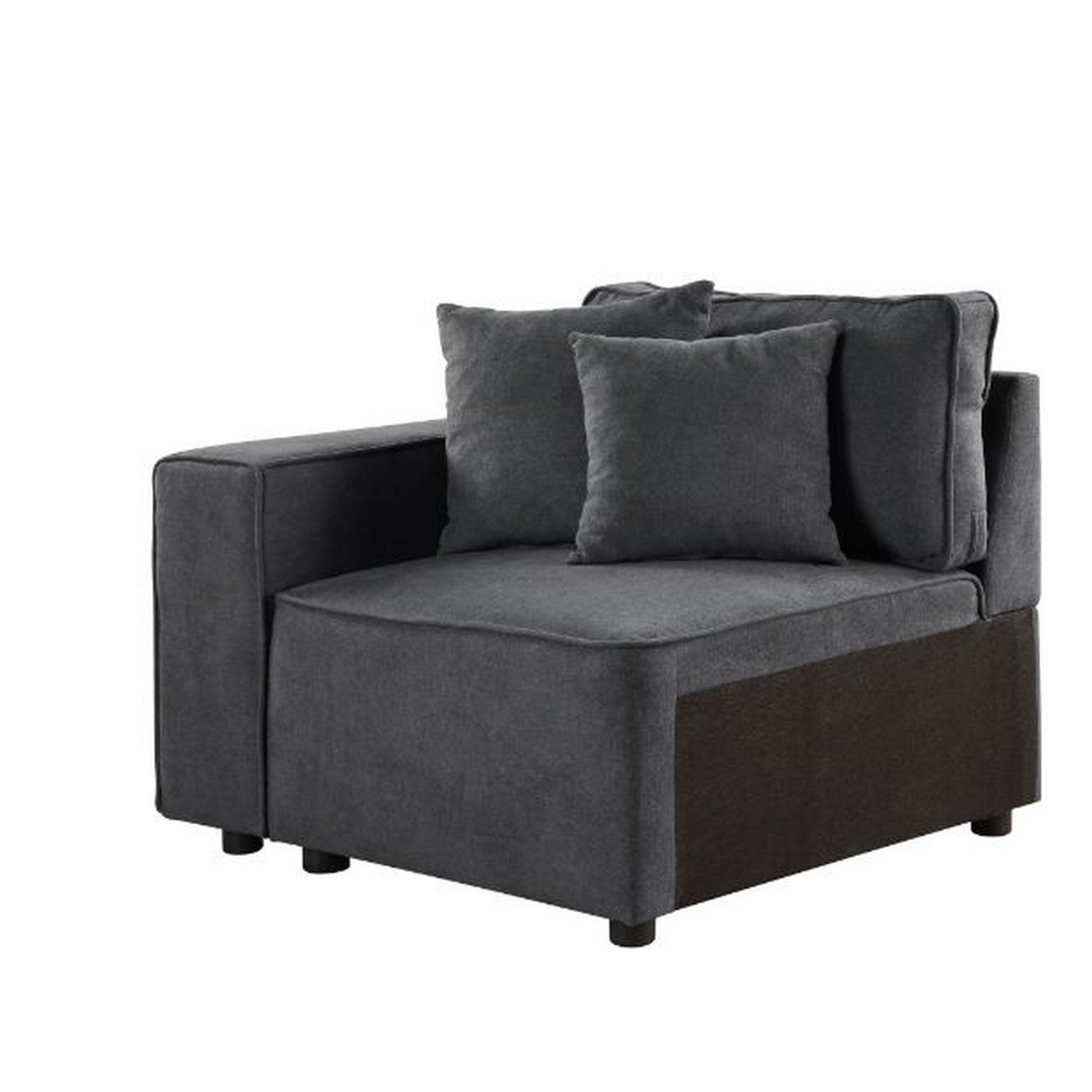 Modular Left Facing Chair with Loose Back Pillow, Gray — Chic Home-Decor