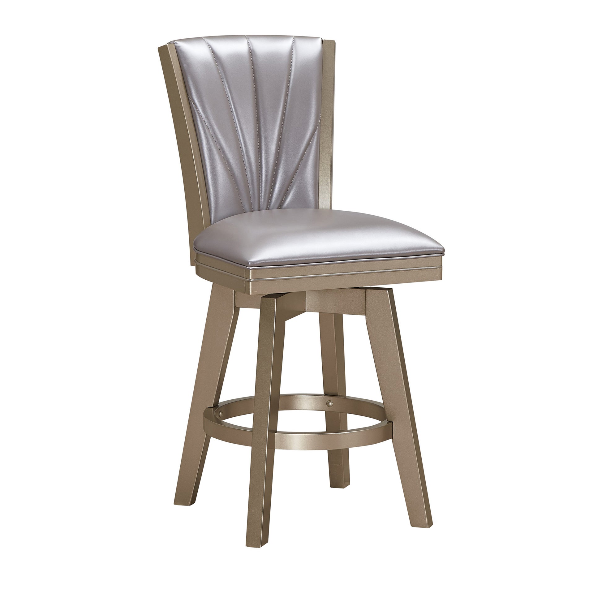 Counter Height Stool, Padded Stitched Back, Set of 2, Pearl Gray — Chic Home-Decor