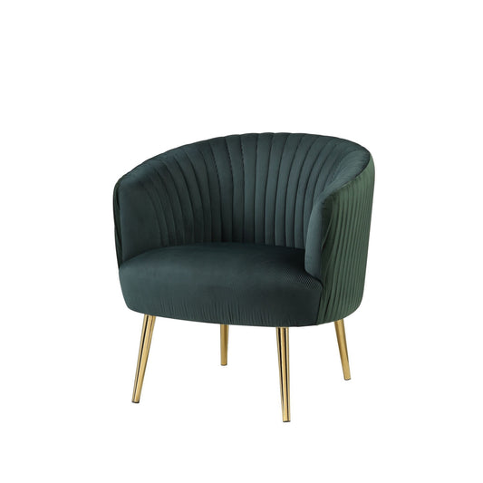 Accent Chair with Channel Stitching and Metal Legs, Green — Chic Home-Decor