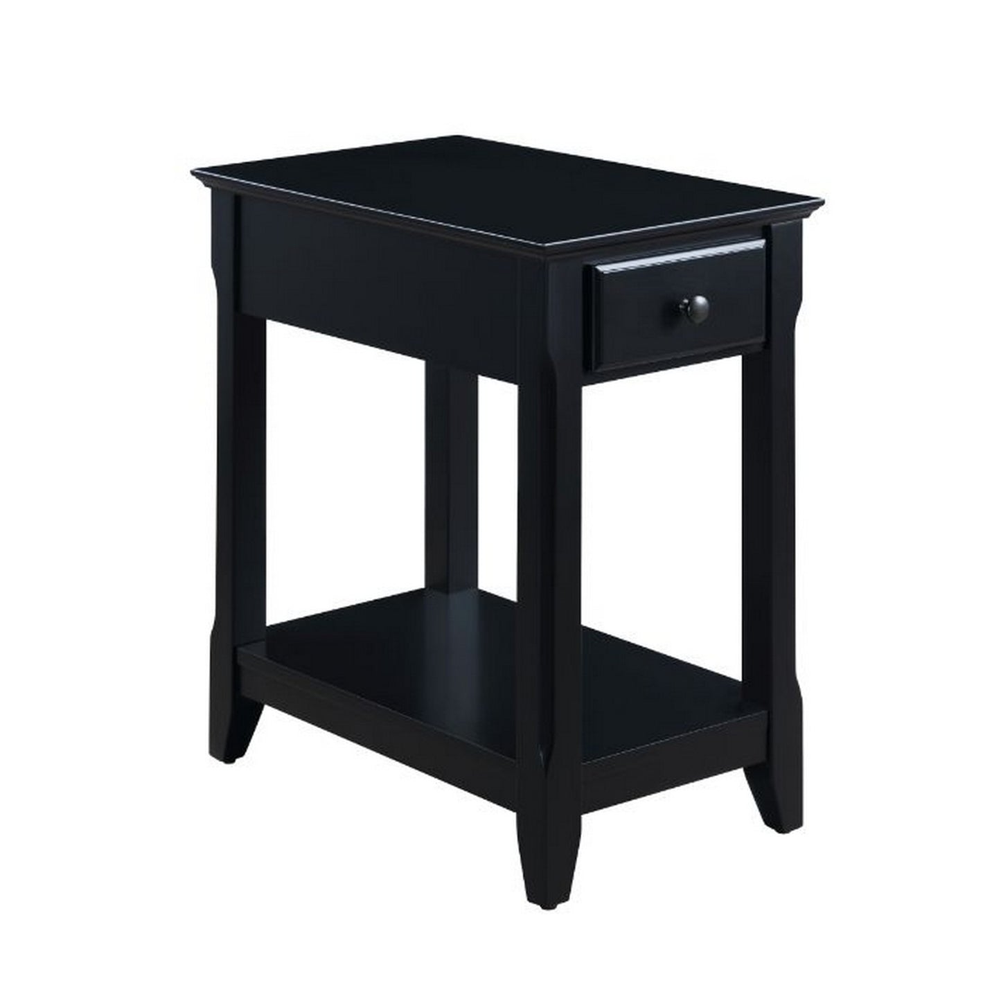 Accent Table with 1 Drawer and Bottom Shelf, Black — Chic Home-Decor