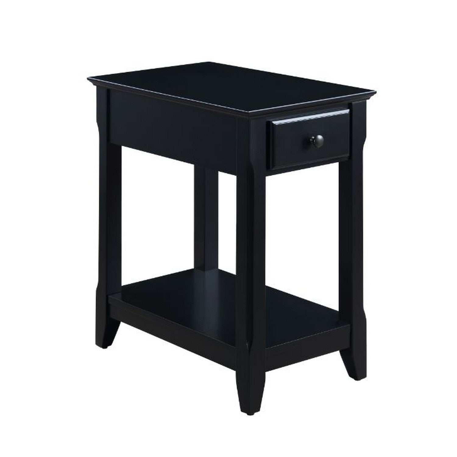 Accent Table with 1 Drawer and Bottom Shelf, Black — Chic Home-Decor