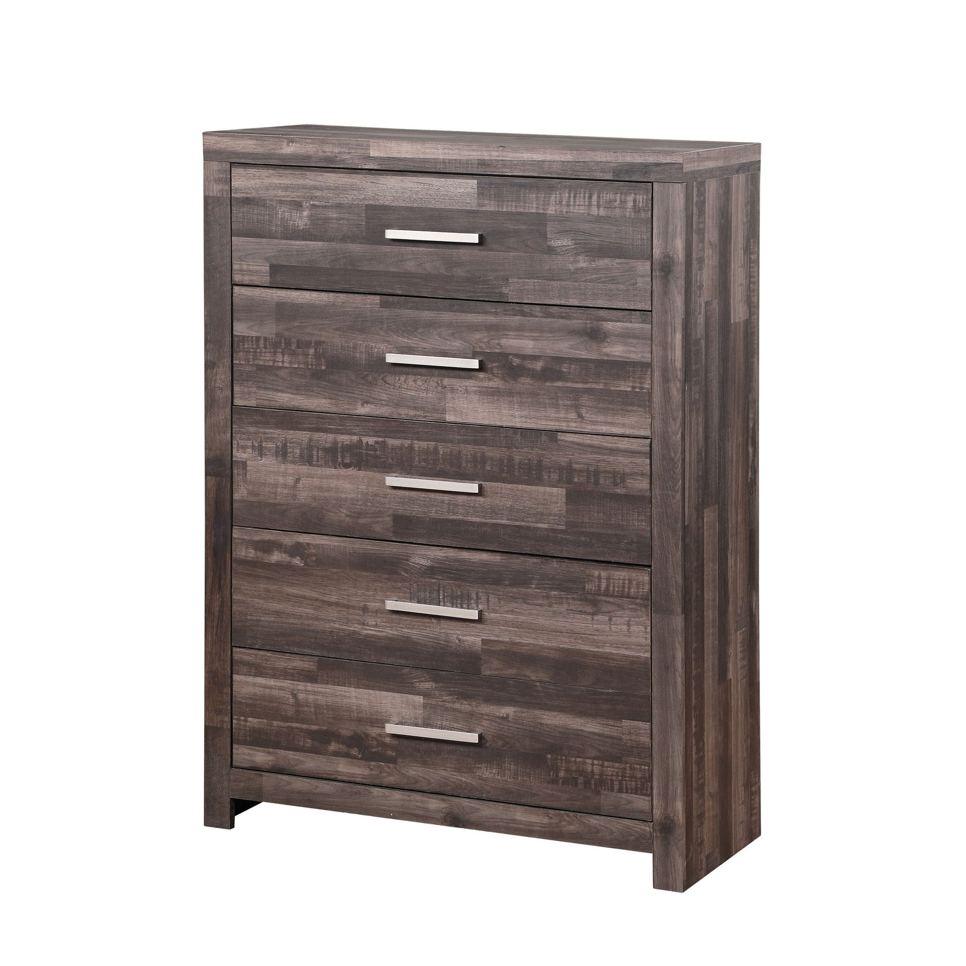 Chest with Rough Hewn Saw Texture and Panel Base, Rustic Gray — Chic Home-Decor