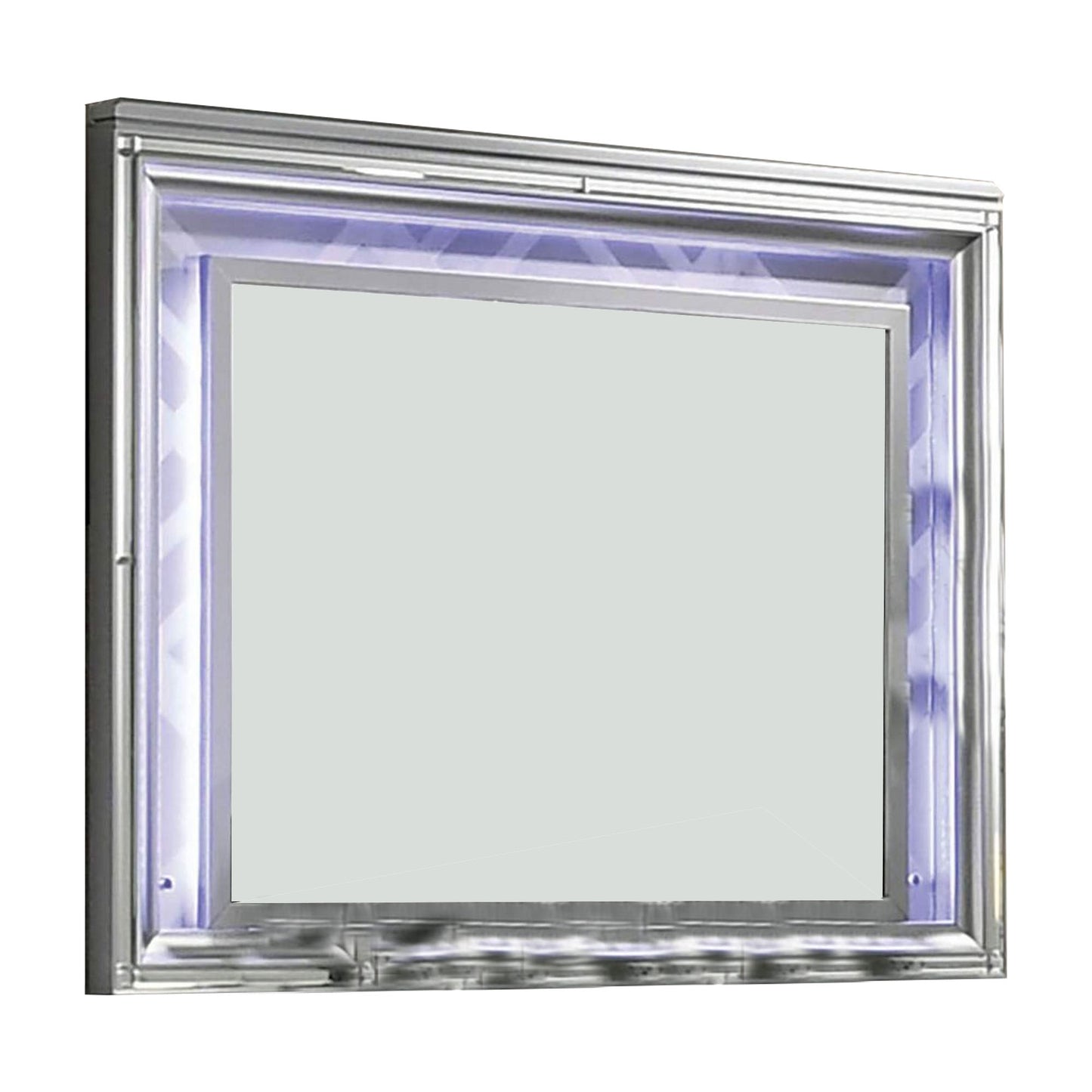 Wall Mirror with LED light and Wooden Frame, Silver — Chic Home-Decor