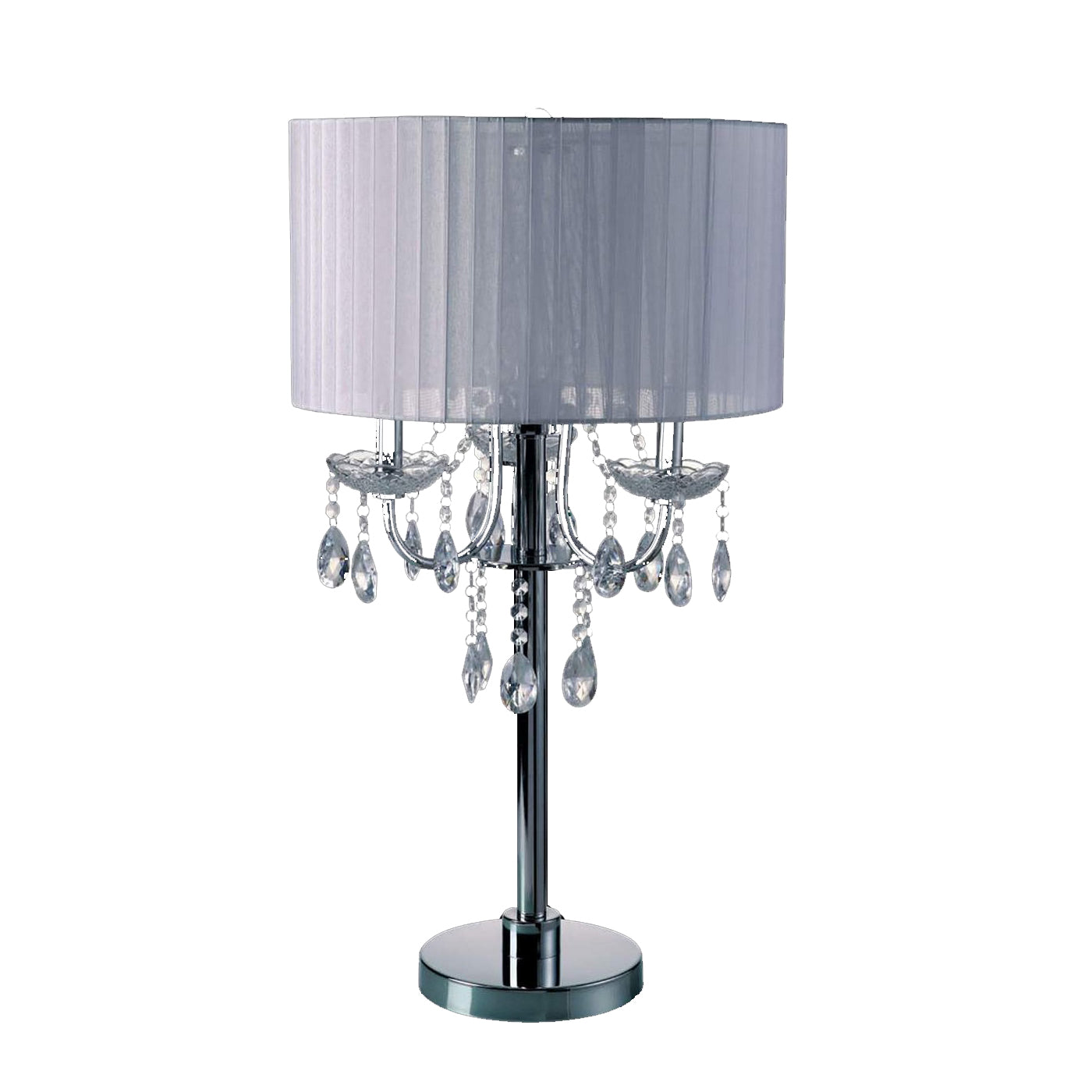 Table Lamp with Hanging Crystal Droplets, White — Chic Home-Decor