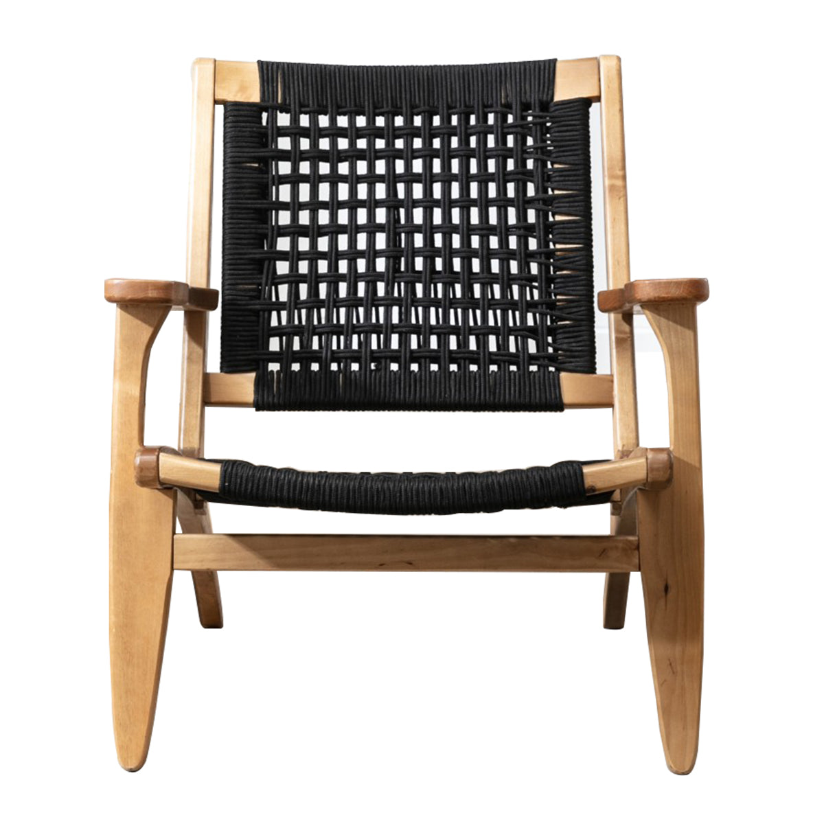 Accent Chair with Rope Woven Seat and Wooden Frame, Brown and Black — Chic Home-Decor