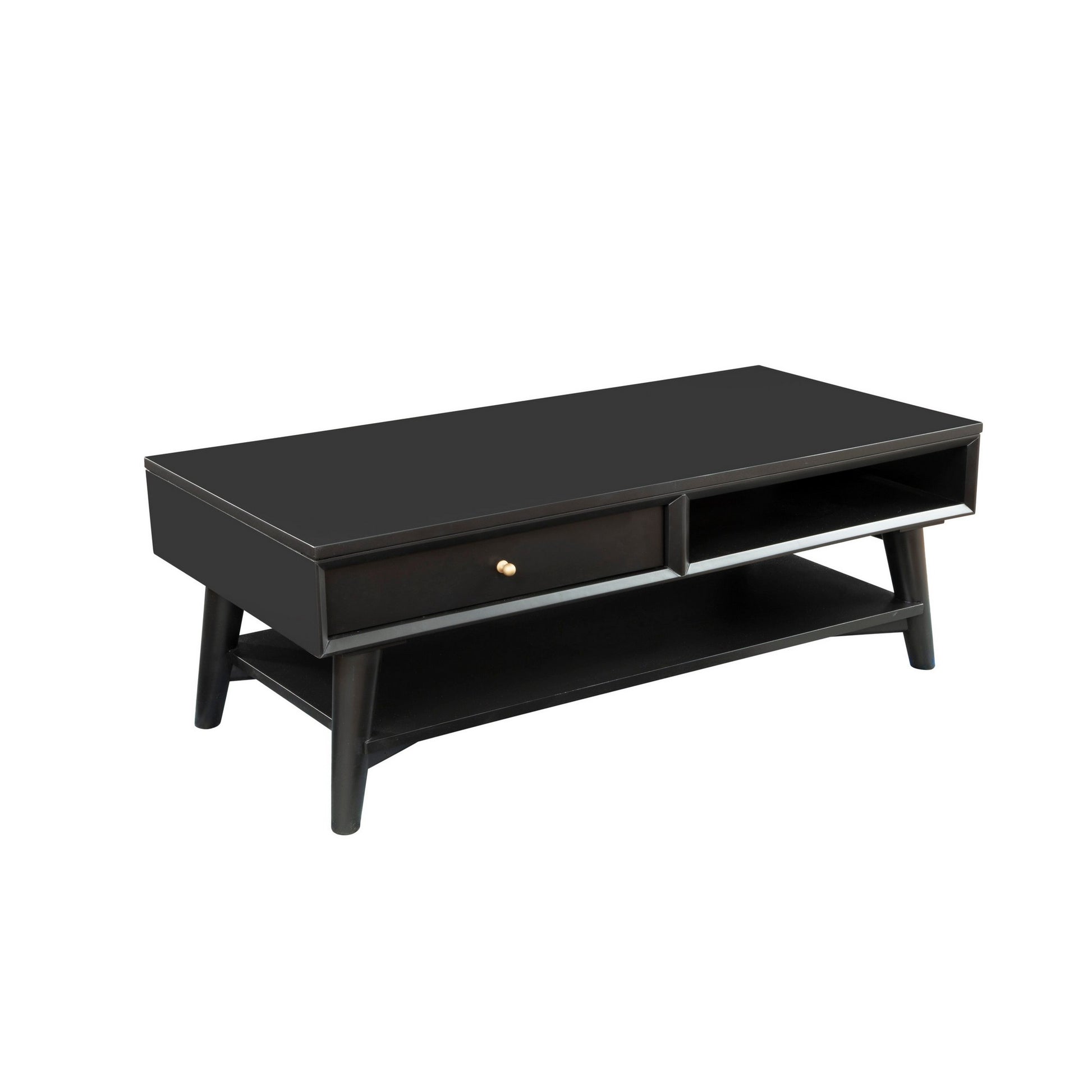 Coffee Table with 1 Drawer and Open Shelf, Black — Chic Home-Decor