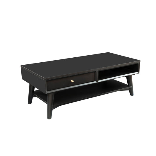 Coffee Table with 1 Drawer and Open Shelf, Black — Chic Home-Decor