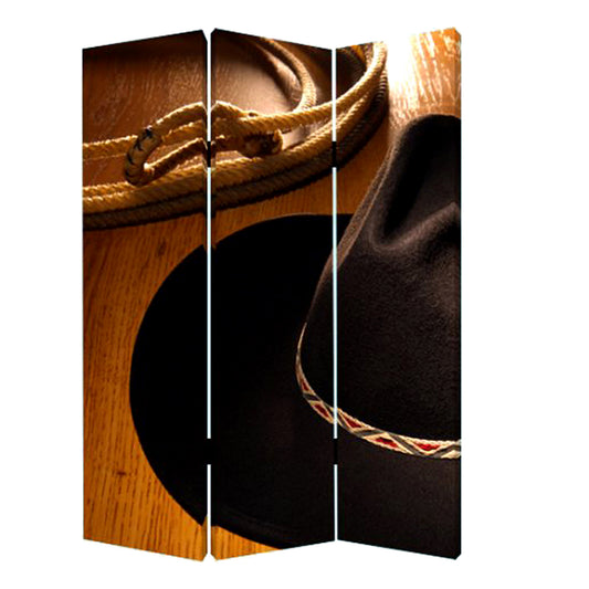 3 Panel Foldable Canvas Screen with Country Print, Brown and Black — Chic Home-Decor