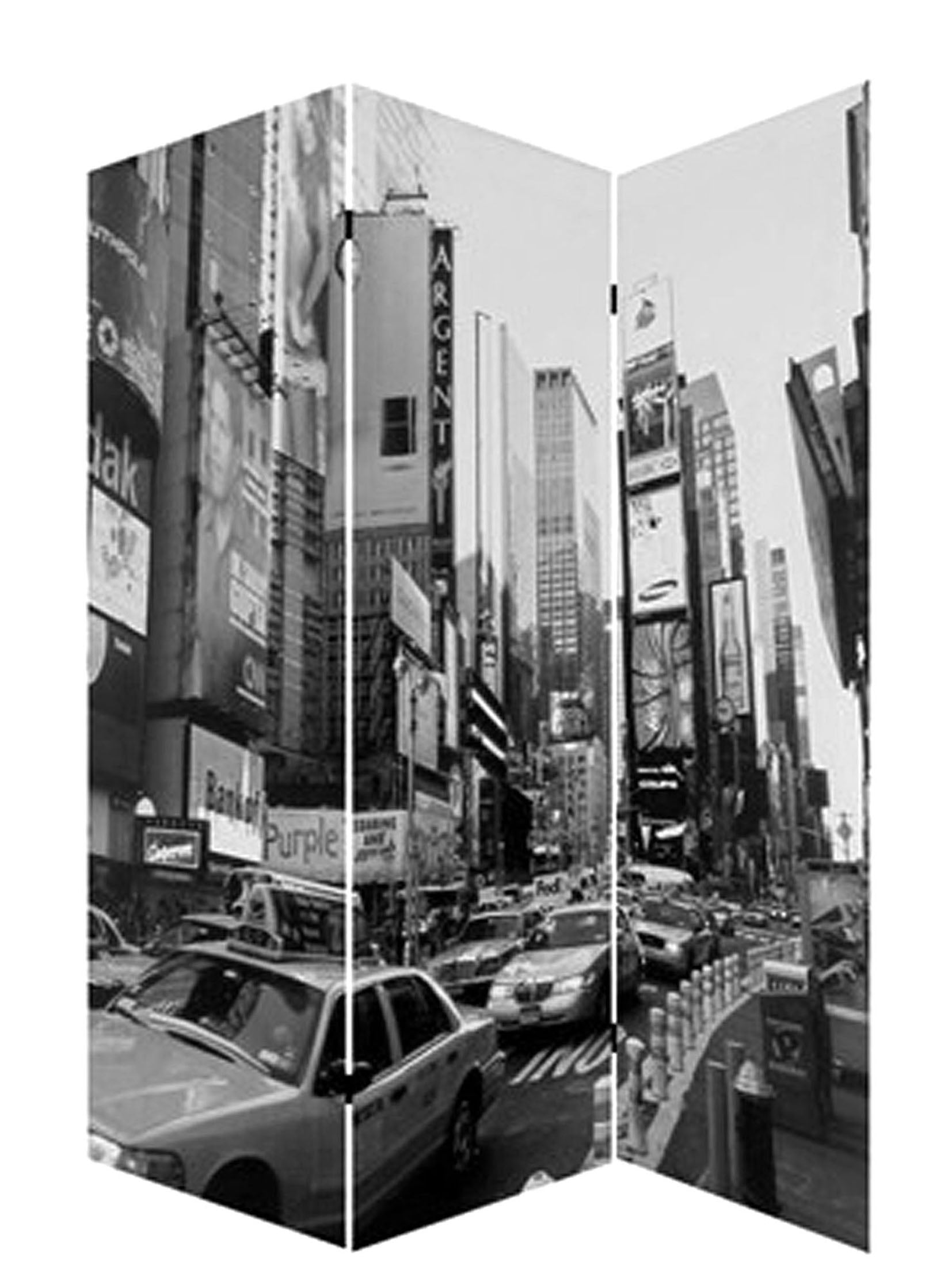 3 Panel Foldable Canvas Screen with NYC Print, Black and White — Chic Home-Decor