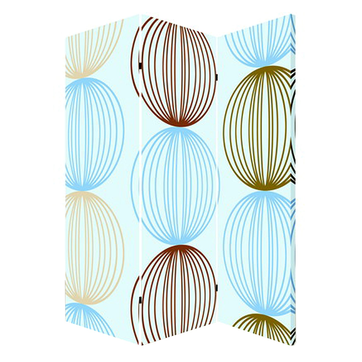 3 Panel Canvas Made Foldable Screen with Sphere Print, Multicolor — Chic Home-Decor