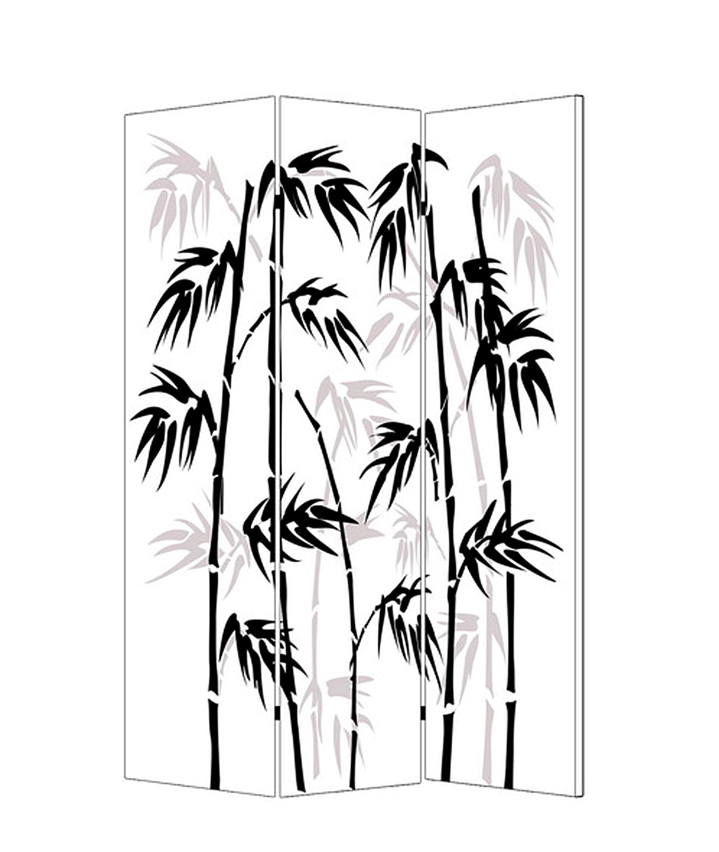 3 Panel Foldable Canvas Bamboo Leaf Print Screen, Black and White — Chic Home-Decor