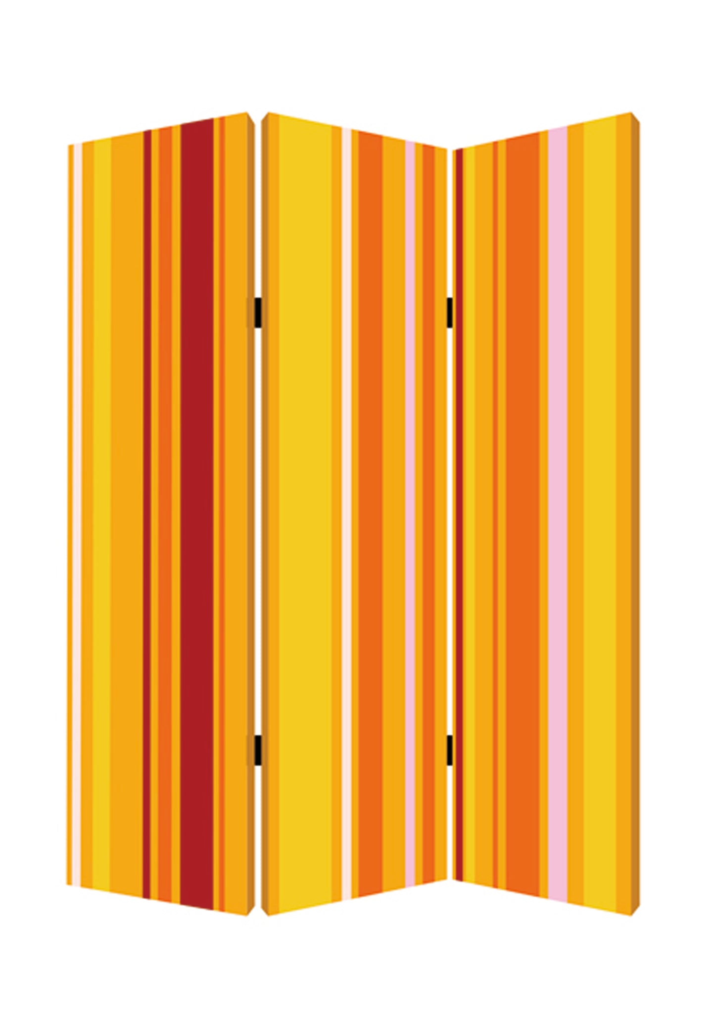 3 Panel Canvas Screen with Bright Stripe Print, Yellow and Red — Chic Home-Decor