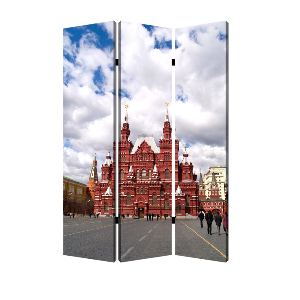 Russian Tower Print Foldable Canvas Screen with 3 Panels, Multicolor — Chic Home-Decor