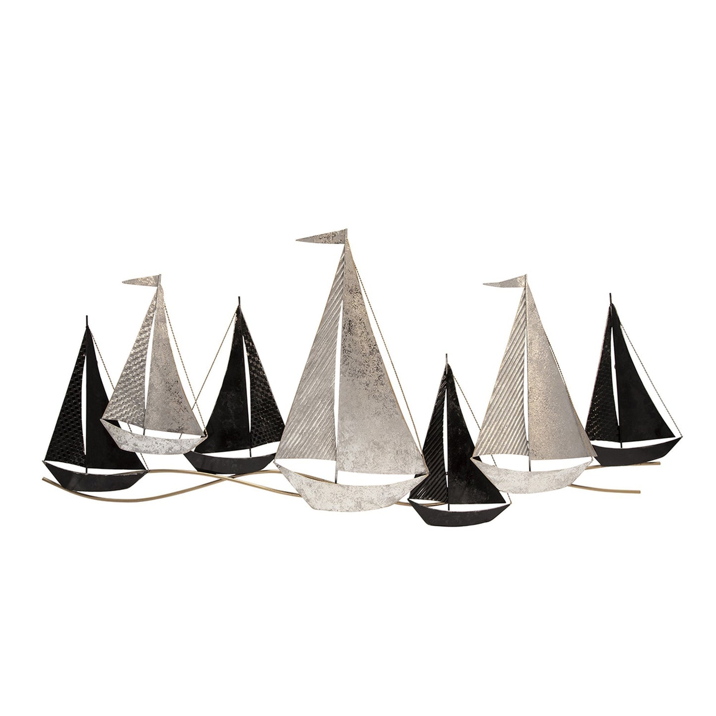 Wall Decor with Metal Sailboats, Black and Silver — Chic Home-Decor