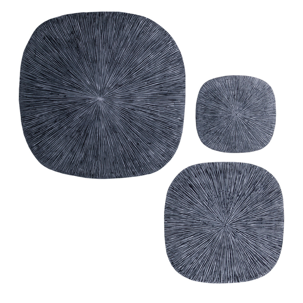 Transitional Ribbed Square Shaped Sandstone Wall Art Set of 2, Large, Gray — Chic Home-Decor