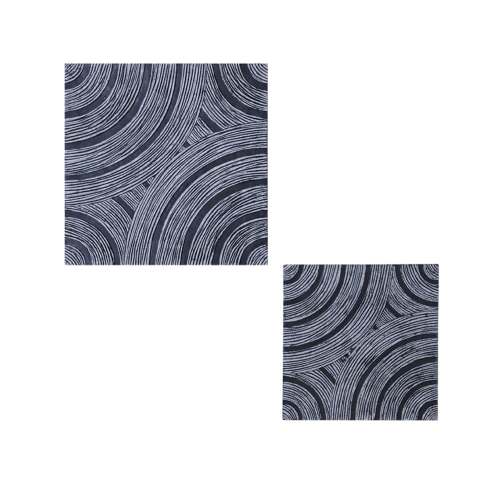 Square Sandstone Wall Decor with Lined Circular Design Set of 2, Small, Gray — Chic Home-Decor