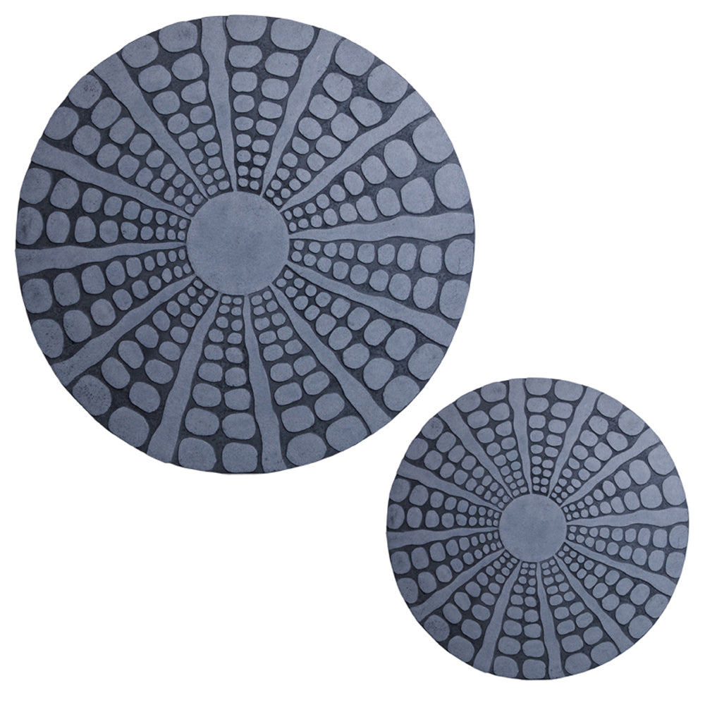 Round Sandstone Wall Decor with Stardust Pebble Set of 2, Large, Gray — Chic Home-Decor