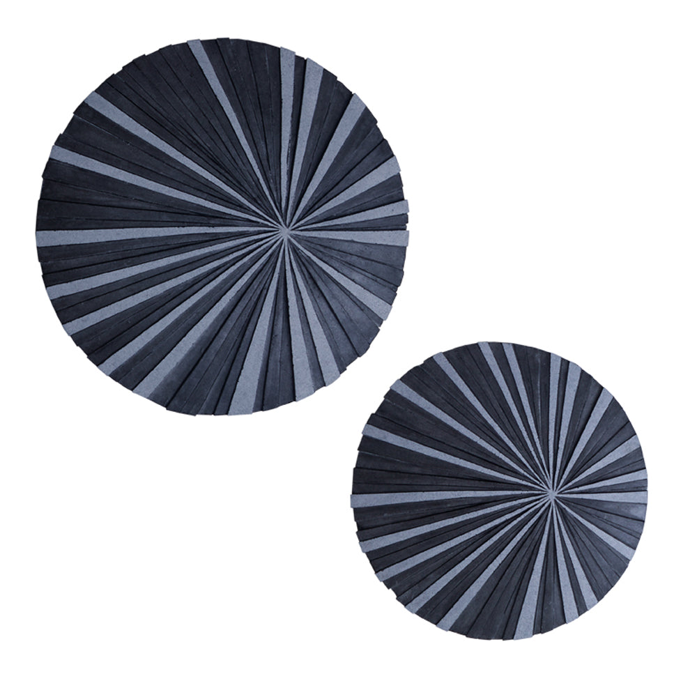 Round and Ribbed Sandstone Wall Décor Set of 2, Large, Gray — Chic Home-Decor