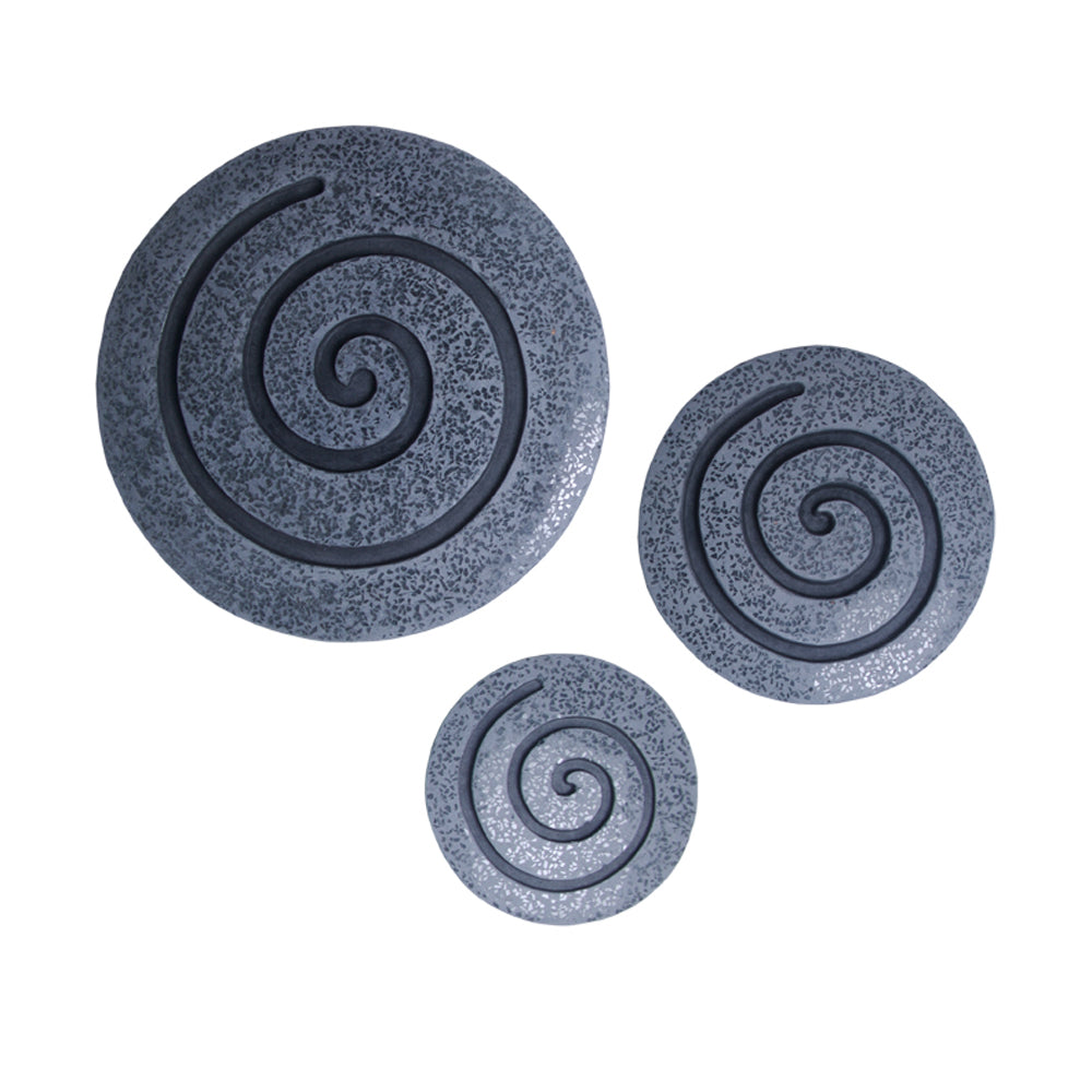 Round Sandstone and Glass Wall Decor with Spiral Design Set of 2, Small, Gray — Chic Home-Decor