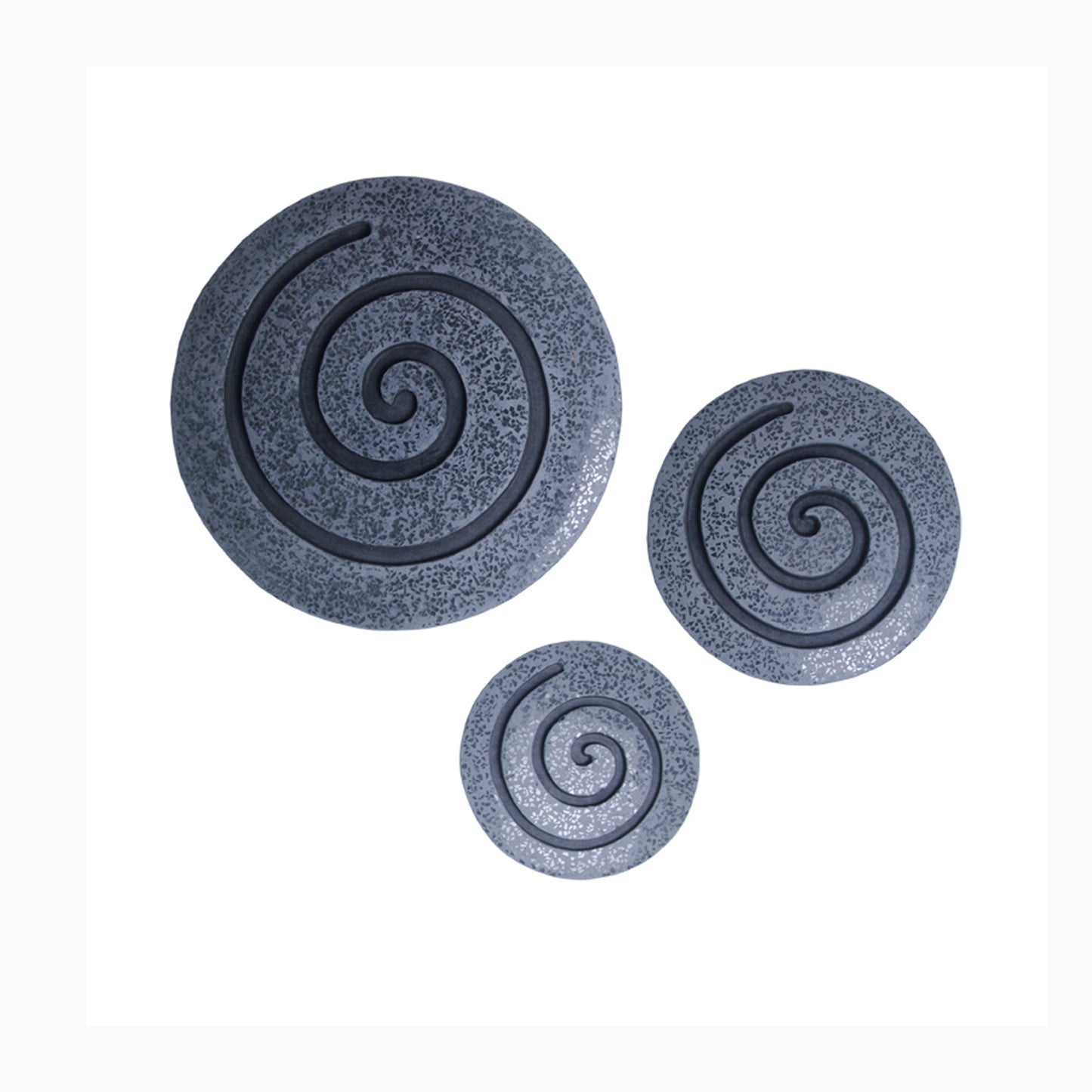 Round Sandstone and Glass Wall Decor with Spiral Design Set of 2, Large, Gray — Chic Home-Decor