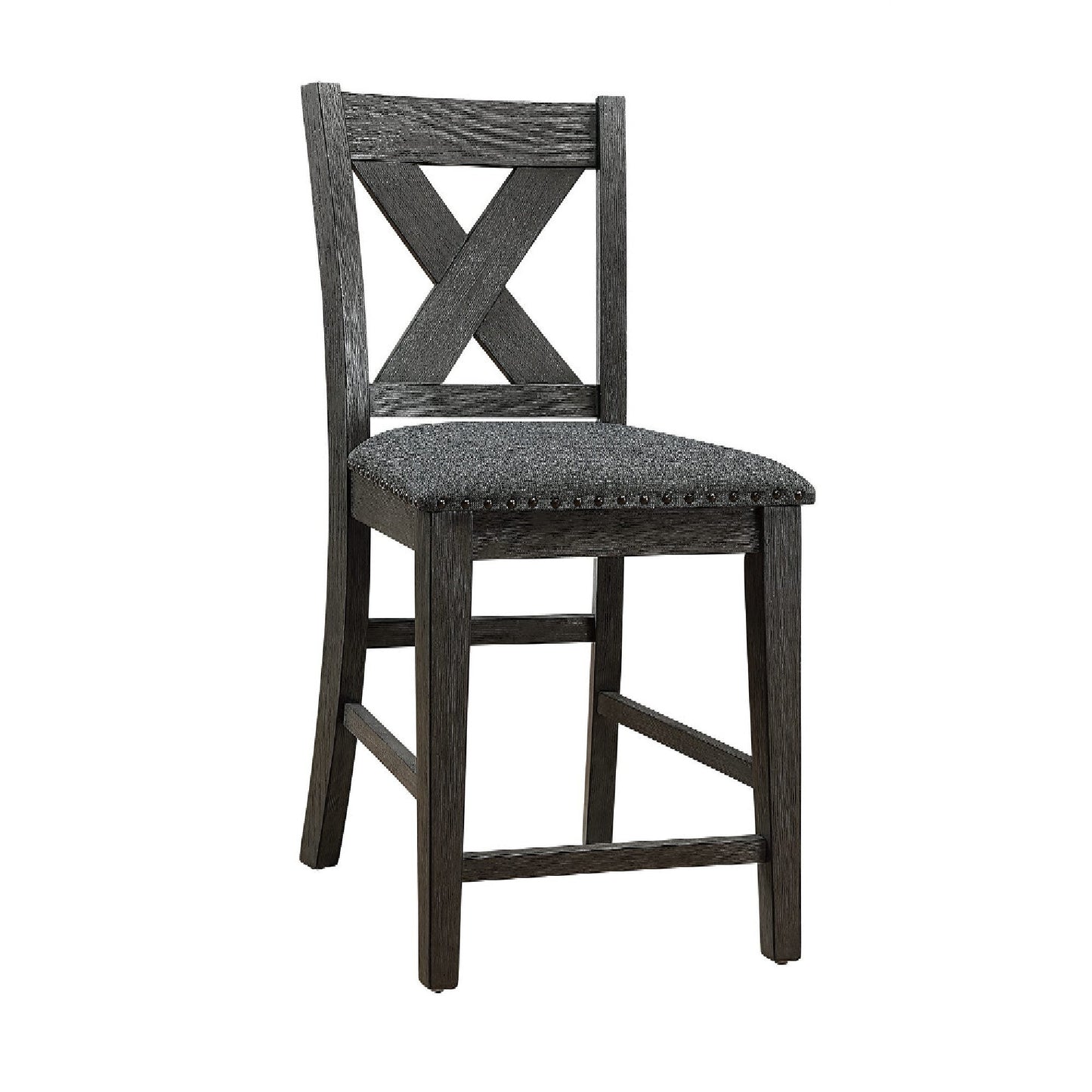 Chair with High X Shaped Back and Nailhead Trim, Set of 2, Brown — Chic Home-Decor