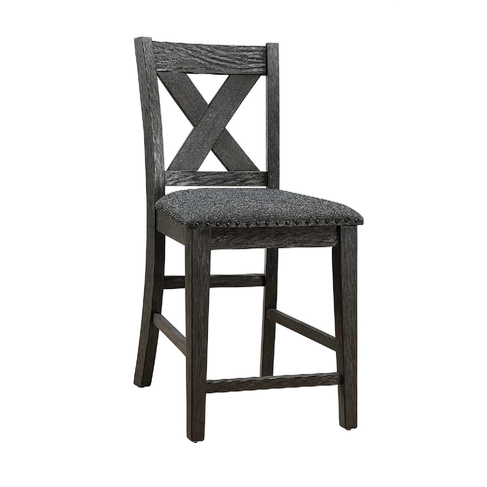 Chair with High X Shaped Back and Nailhead Trim, Set of 2, Brown — Chic Home-Decor