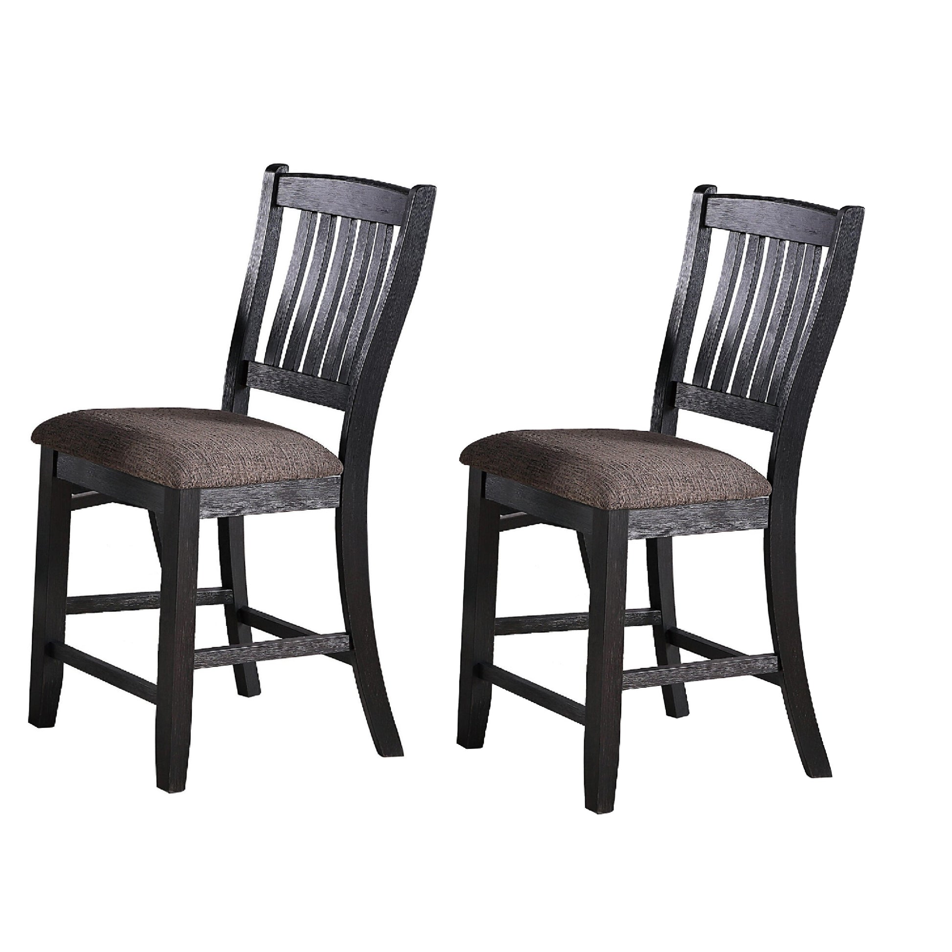 Chair with High Slatted Back Design, Set of 2, Dark Brown — Chic Home-Decor