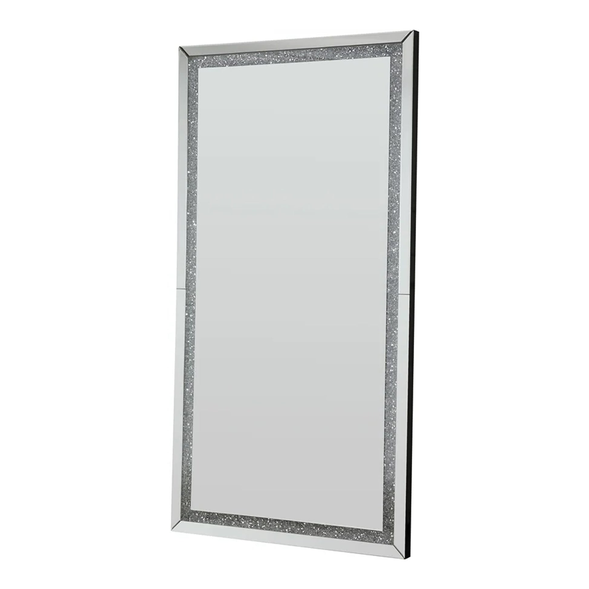 Floor Mirror with Faux Diamond Inlays and LED Trim, Silver — Chic Home-Decor