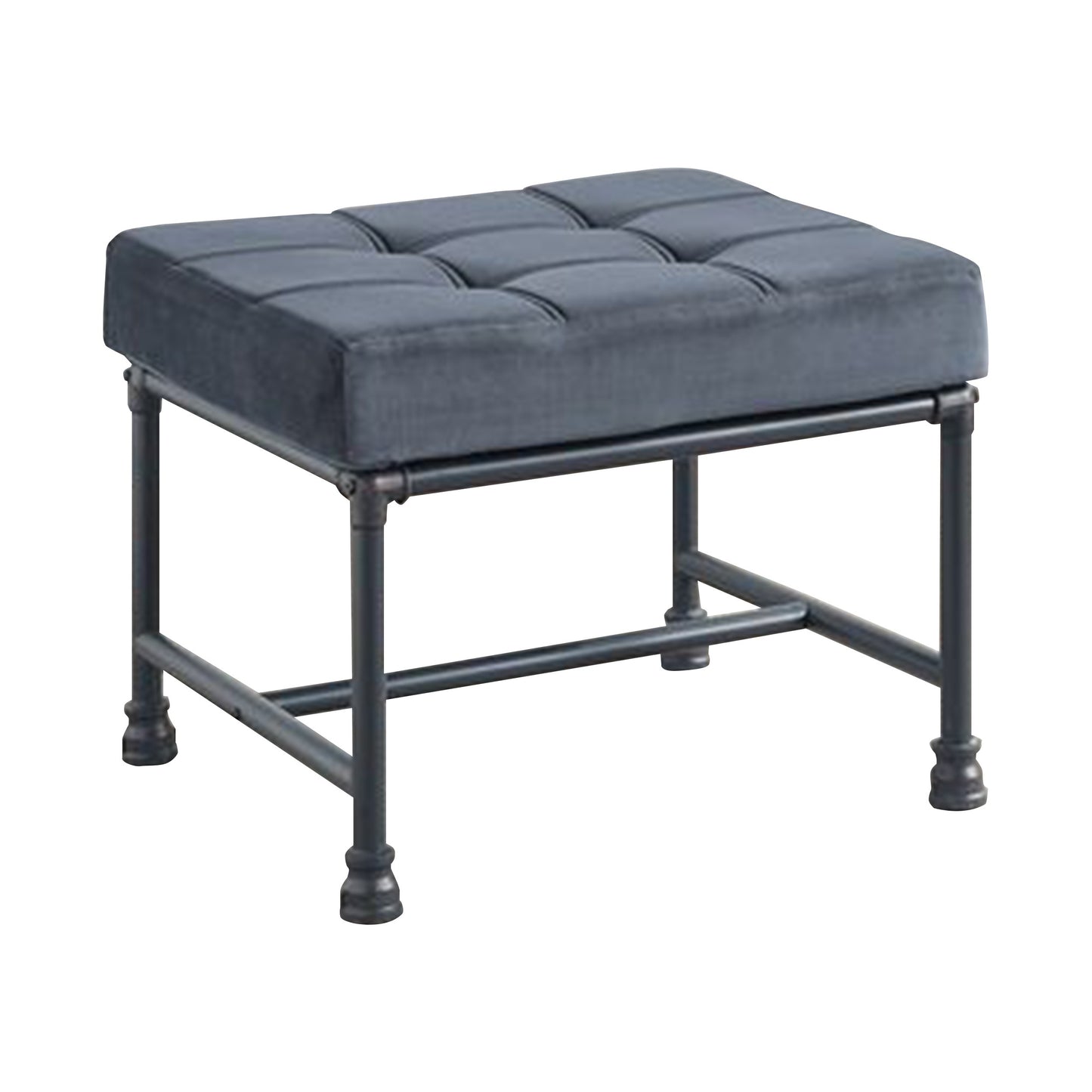Ottoman with Tufted Velvet Seat and Metal Frame, Gray — Chic Home-Decor