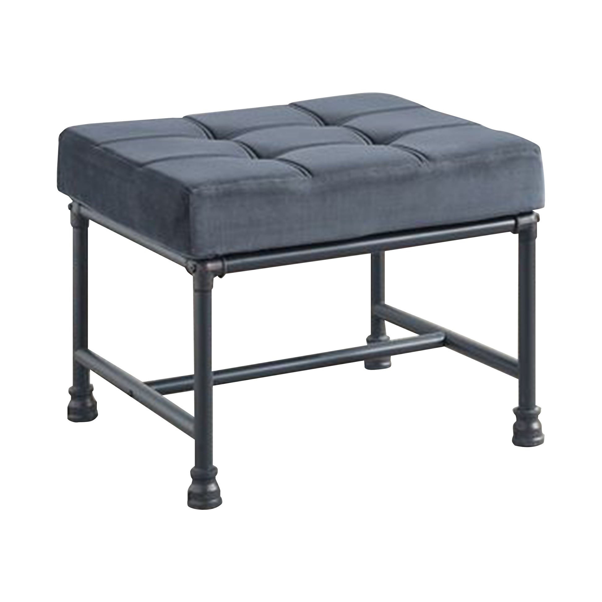 Ottoman with Tufted Velvet Seat and Metal Frame, Gray — Chic Home-Decor