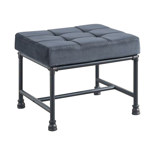 Ottoman with Tufted Velvet Seat and Metal Frame, Gray — Chic Home-Decor