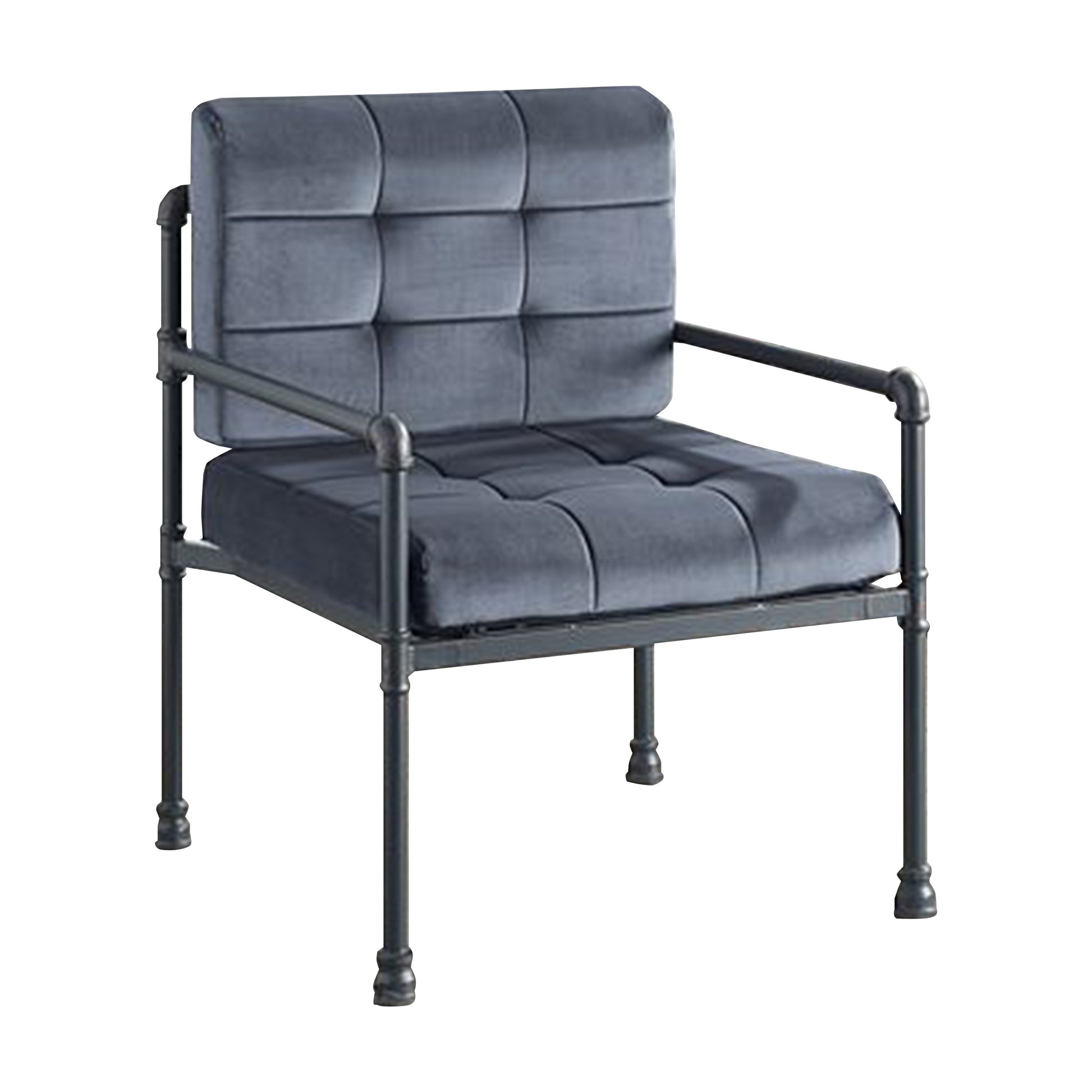 Accent Chair with Tufted Velvet Seat and Metal Frame, Gray — Chic Home-Decor