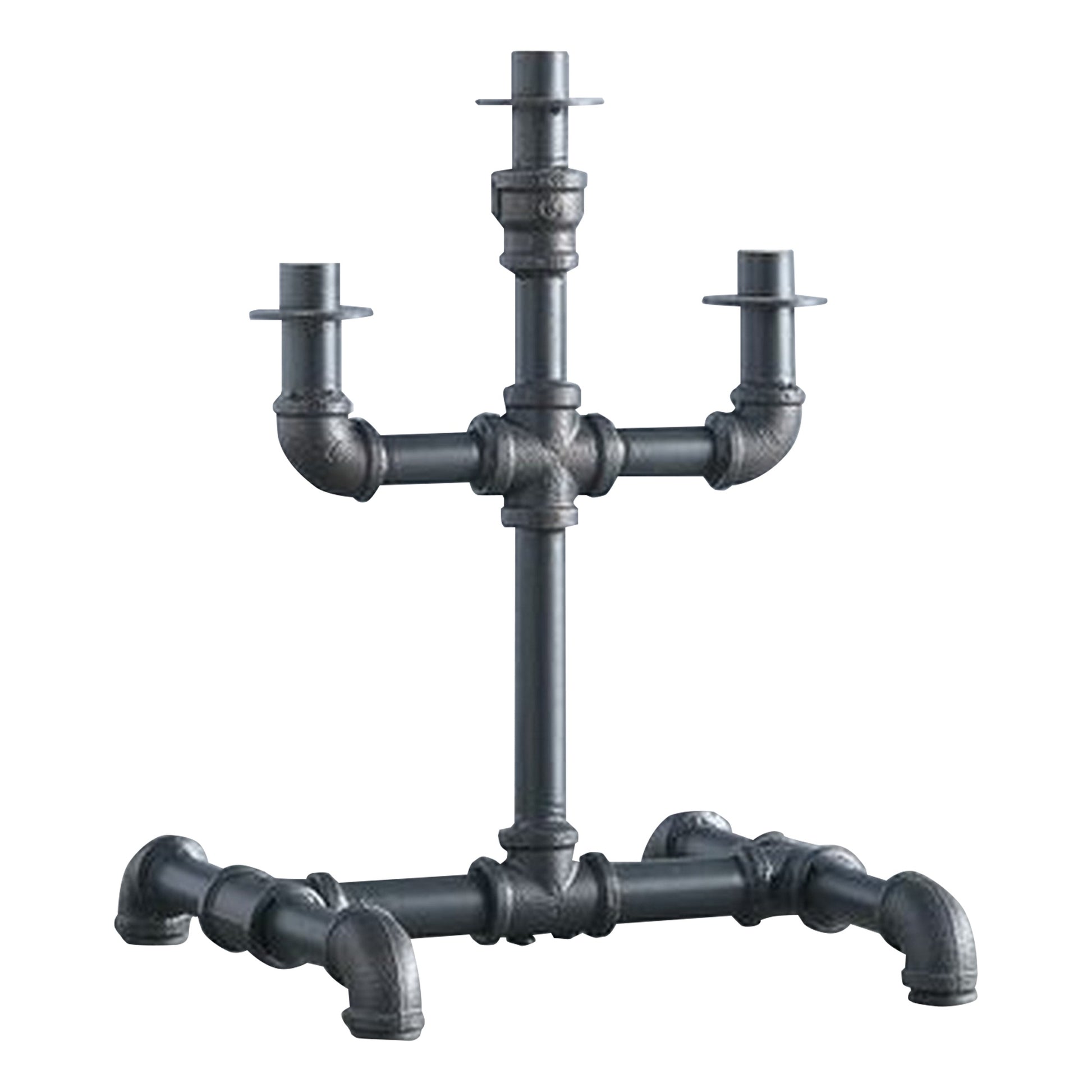 Candleholder with Metal Water Pipe Body, Black — Chic Home-Decor