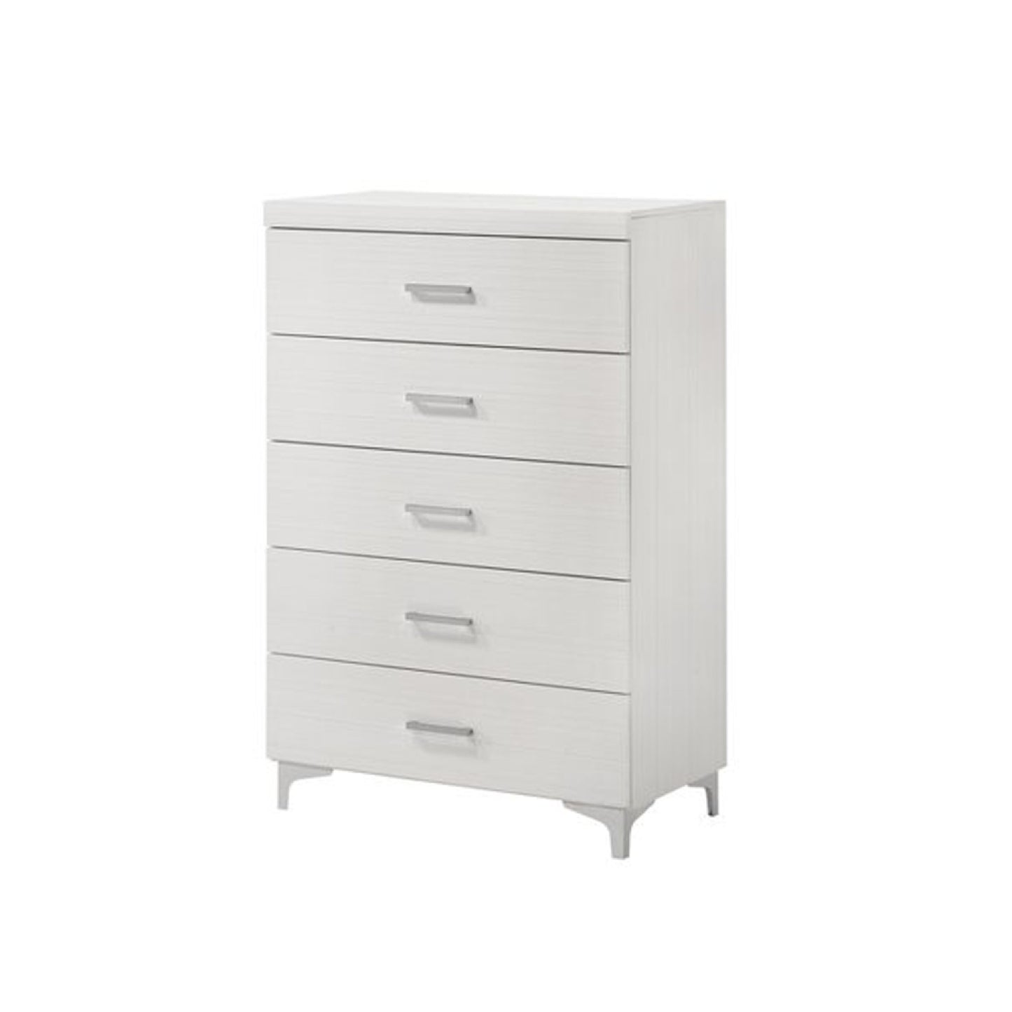 Chest with 5 Drawers and Wooden Frame, White — Chic Home-Decor