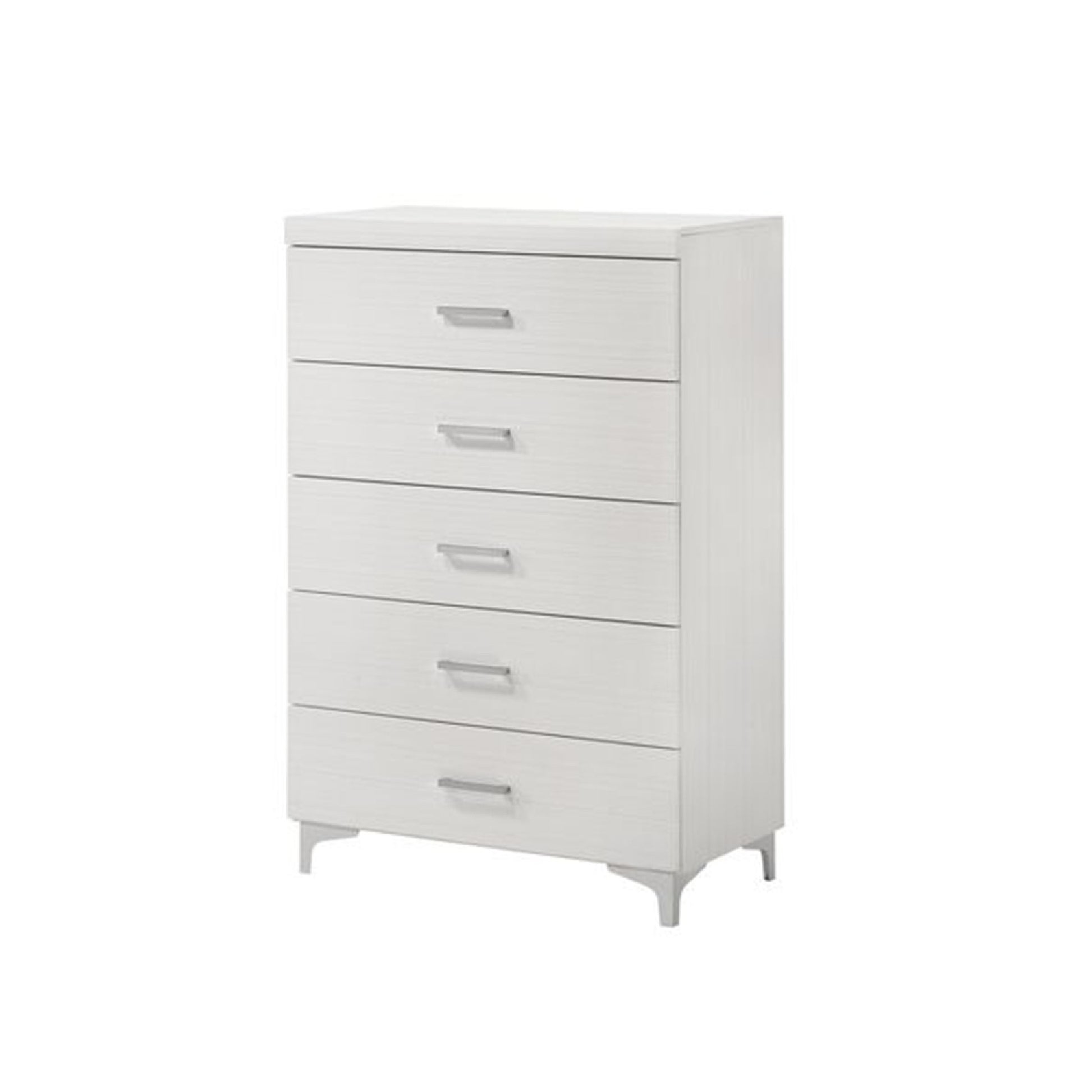Chest with 5 Drawers and Wooden Frame, White — Chic Home-Decor