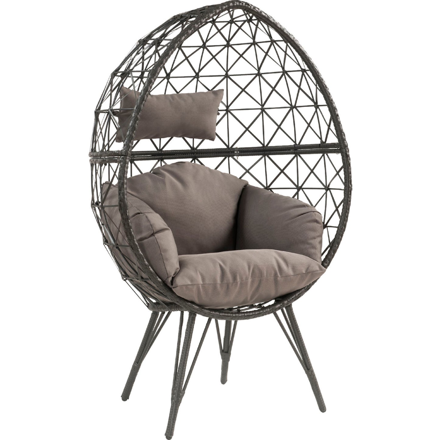 Patio Lounge Chair with Wicker Geometric Pattern, Black — Chic Home-Decor
