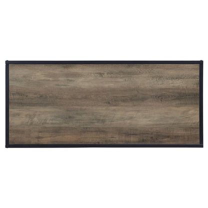 Coffee Table with 1 Open Shelf and Tubular Frame, Oak Brown