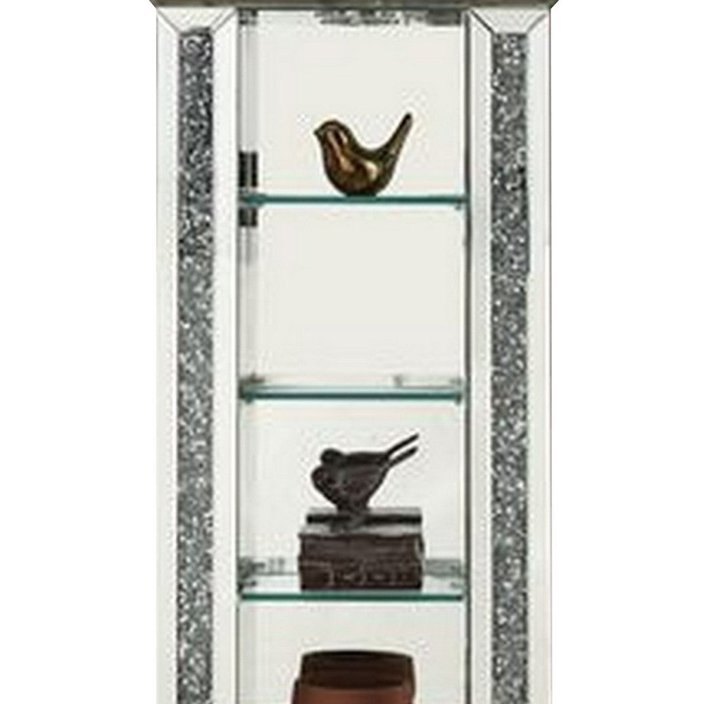 Grandfather Clock with 1 Drawer and Mirror Frame, Silver