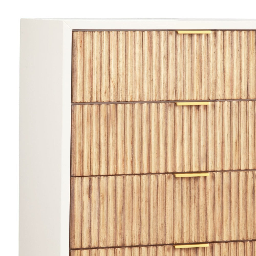 Chest with 5 Corrugated Panel Drawers and Metal Base, White