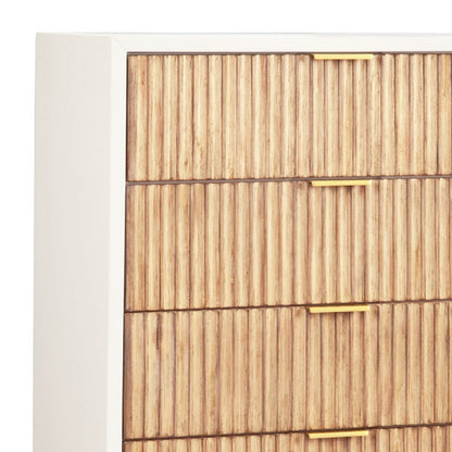 Chest with 5 Corrugated Panel Drawers and Metal Base, White